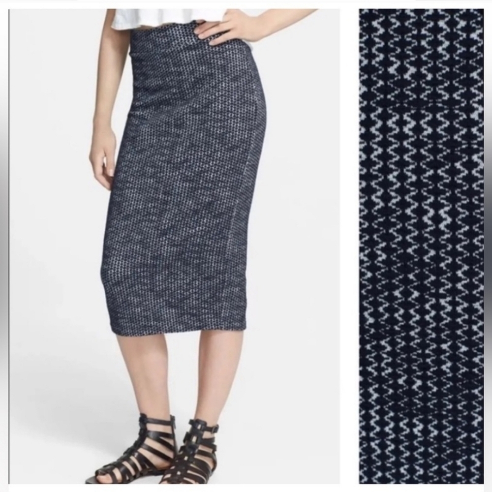 Free people Midi Skirt Navy Blue Knit Stretch
